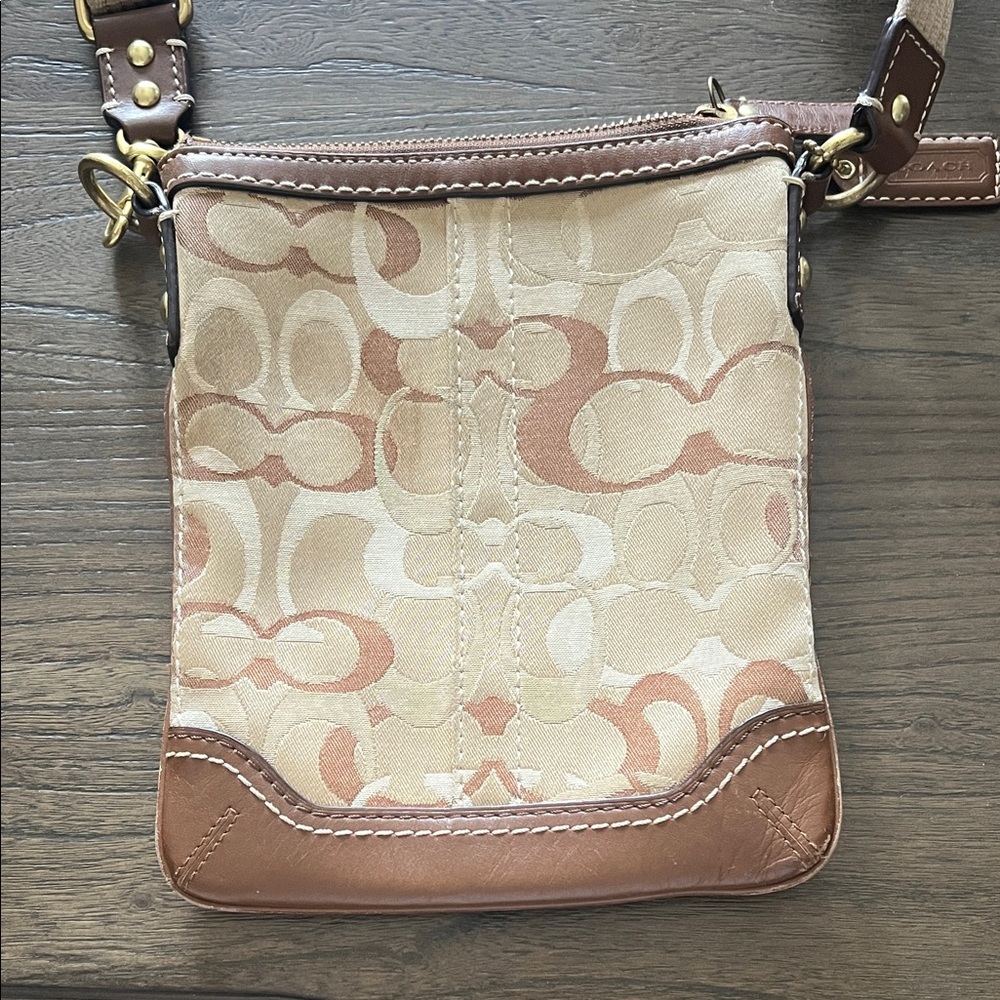 Vintage Coach Signature Canvas Crossbody Bag - Brown and Cream